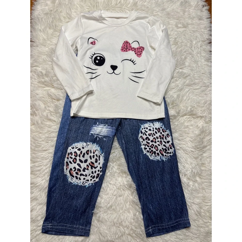 SHEIN Toddler Girls Clothing Bundle Size 2-3Y Leopard Cat Pink Mix Match 8pc